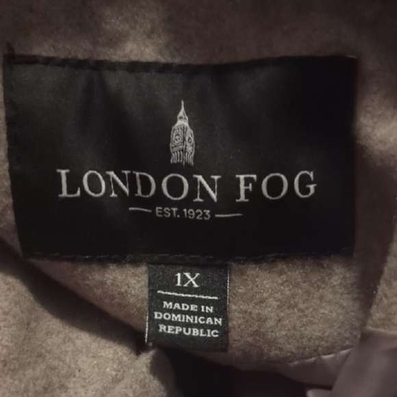 LONDON FOG Light Gray Pea Coat with Scarf 1X - Picture 12 of 14